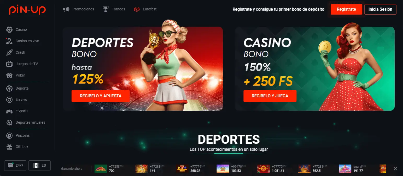 Sitio oficial del casino Pin-Up